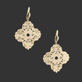 18K Gold Layered Filigree Clover Earrings