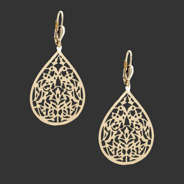 18K Gold Layered Filigree Teardrop Earrings
