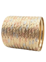 Set of 12 | Dozen Bangle Bracelets – Choose Silver, Gold, Tri-Tone, or Mixed Dozen