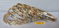 3Tonw Tri-Color Shimmer Oro Laminado Bangle Bracelets 6MM -  (1 Dozen)
