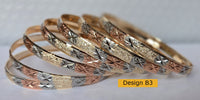 3Tonw Tri-Color Shimmer Oro Laminado Bangle Bracelets 6MM -  (1 Dozen)