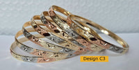 3Tonw Tri-Color Shimmer Oro Laminado Bangle Bracelets 6MM -  (1 Dozen)