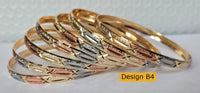 3Tonw Tri-Color Shimmer Oro Laminado Bangle Bracelets 6MM -  (1 Dozen)
