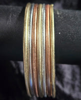 7 Day stackable semanario bangle set - 2mm gold silver tri color