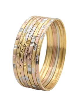 Mexican Semanario 7 Day Tri-Color Gold/Silver Layered Bangles 4MM