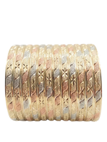 3Tone Tri-Color Bangle Bracelets 6MM -  (1 Dozen)