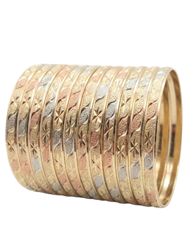3Tone Tri-Color Bangle Bracelets 6MM -  (1 Dozen)