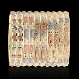 Tri Color Semanario 7-Day Bangle Bracelets - Shimmer Design