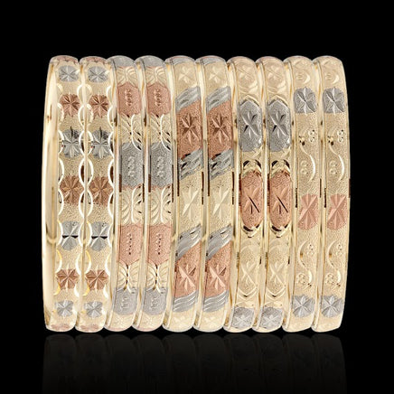 Tri Color Semanario 7-Day Bangle Bracelets - Shimmer Design