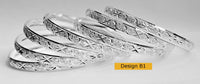 Mexican Semanario 7 Day Silver Layered Diamond Cut Bangles 6MM