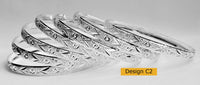 Mexican Semanario 7 Day Silver Layered Diamond Cut Bangles 6MM