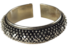 Silver Adjustable Open End Cuff Bangle Bracelet -  Lao handmade jewelry