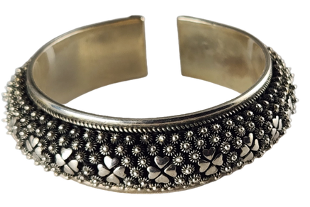 Silver Adjustable Open End Cuff Bangle Bracelet -  Lao handmade jewelry