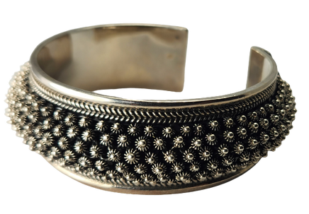 Silver Adjustable Open End Cuff Bangle Bracelet