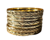Mexican Semanario 7 Day - Oro Laminado Gold Layered Diamond Cut Bangles 6MM