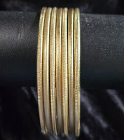 7 Day stackable semanario bangle set - 2mm gold silver tri color