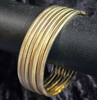 7 Day stackable semanario bangle set - 2mm gold silver tri color