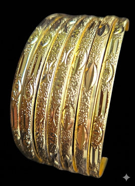 Semanario 7 Day Bangles 4MM Gold 14Kt Gold Plated