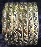 Mexican Semanario 7 Day - Oro Laminado Gold Layered Diamond Cut Bangles 6MM