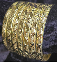 Mexican Semanario 7 Day - Oro Laminado Gold Layered Diamond Cut Bangles 6MM