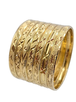 Semanario 7 Day Gold Filled / Gold Layered Diamond Cut Bangles 6MM