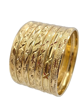 Semanario 7 Day Gold Filled / Gold Layered Diamond Cut Bangles 6MM