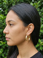 3-Tone Bangle Hoop Earrings - 6 Pairs / 12 Pieces
