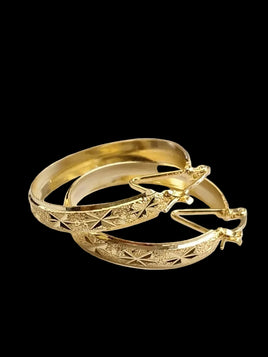 Gold Plated Bangle Hoop Earrings - 6 Pairs / 12 Pieces