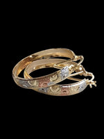 3-Tone Bangle Hoop Earrings - 6 Pairs / 12 Pieces