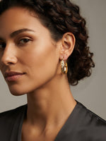 3-Tone Bangle Hoop Earrings - 6 Pairs / 12 Pieces