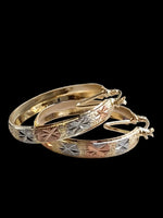 3-Tone Bangle Hoop Earrings - 6 Pairs / 12 Pieces