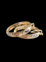 3-Tone Bangle Hoop Earrings - 6 Pairs / 12 Pieces