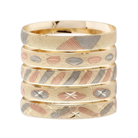 3Tone Laser Cut Gold Layered Bangle Bracelets 10MM (6 PIECES)