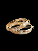 3-Tone Bangle Hoop Earrings - 6 Pairs / 12 Pieces