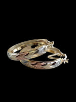 3-Tone Bangle Hoop Earrings - 6 Pairs / 12 Pieces