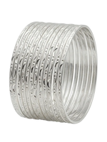 Silver Layered Diamond Cut Bangle Bracelets 4MM (1 Dozen)