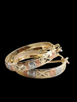 3-Tone Bangle Hoop Earrings - 6 Pairs / 12 Pieces
