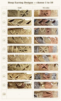 3-Tone Bangle Hoop Earrings - 6 Pairs / 12 Pieces