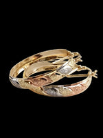 3-Tone Bangle Hoop Earrings - 6 Pairs / 12 Pieces
