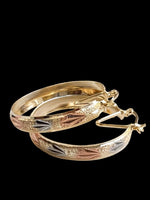 3-Tone Bangle Hoop Earrings - 6 Pairs / 12 Pieces
