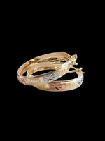 3-Tone Bangle Hoop Earrings - 6 Pairs / 12 Pieces