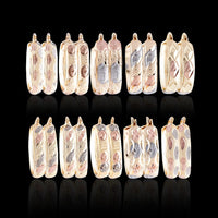 3-Tone Bangle Hoop Earrings - 6 Pairs / 12 Pieces - Size 0