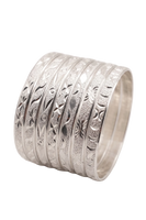 Mexican Semanario 7 Day Silver Layered Diamond Cut Bangles 6MM