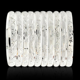 Silver Layered Diamond Cut Bangle Bracelets 6MM (1 Dozen)