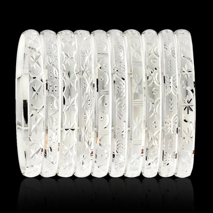 Silver Layered Diamond Cut Bangle Bracelets 6MM (1 Dozen)